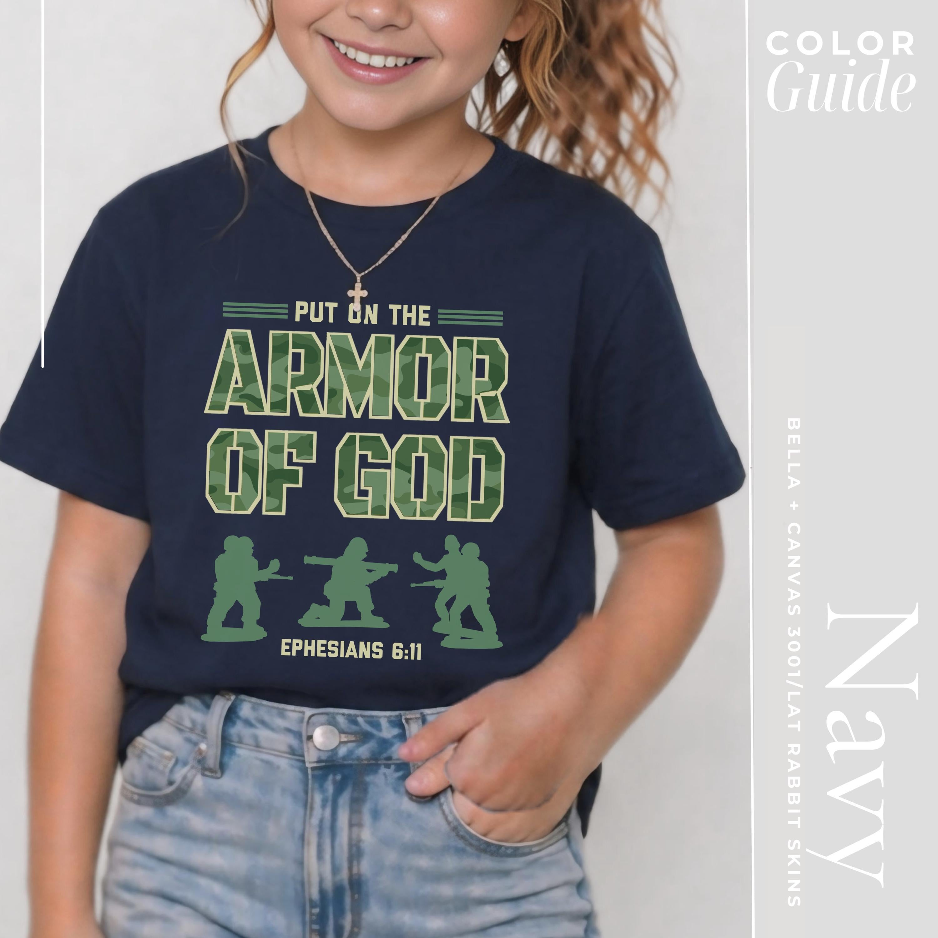 Armor of God Christian Shirt | Kids Military Tee With Bible Verse Camo Design