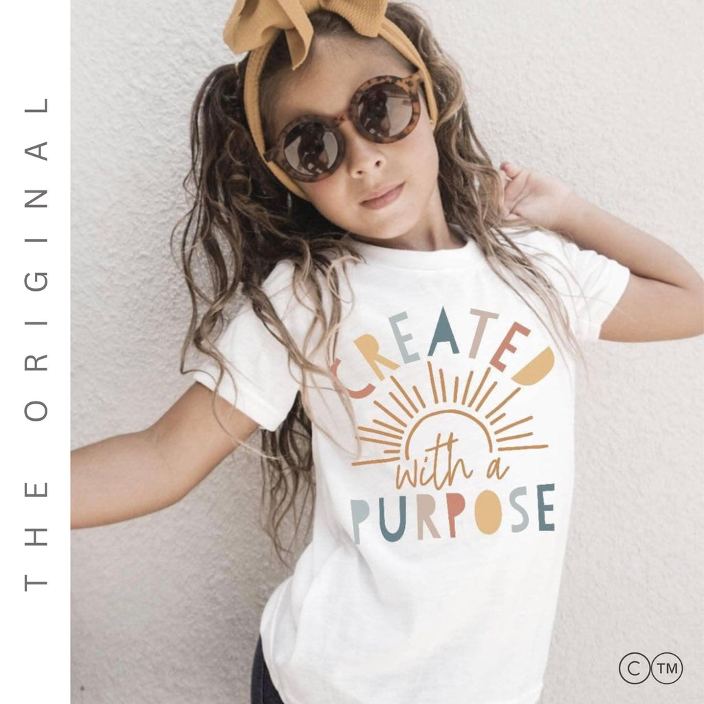 Created With a Purpouse Jesus Christian Shirts for Kids | Soft Tee Religious Shirt
