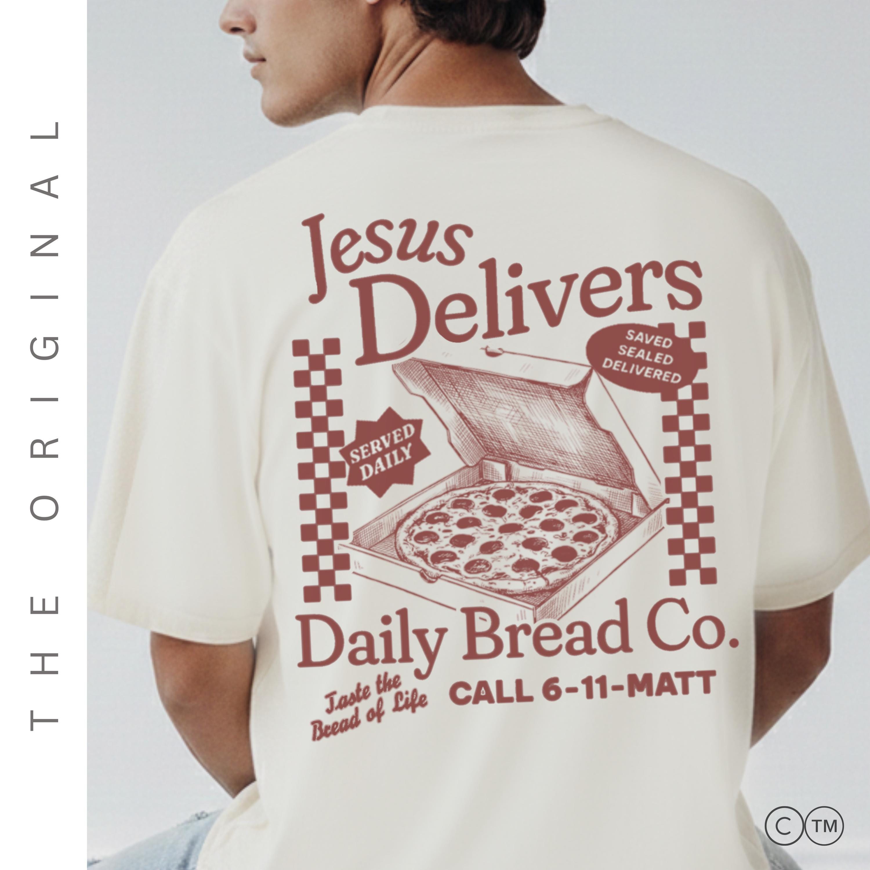 Jesus Delivers Funny Christian Shirt | Teen TShirt - Pizza Daily Bread Tee