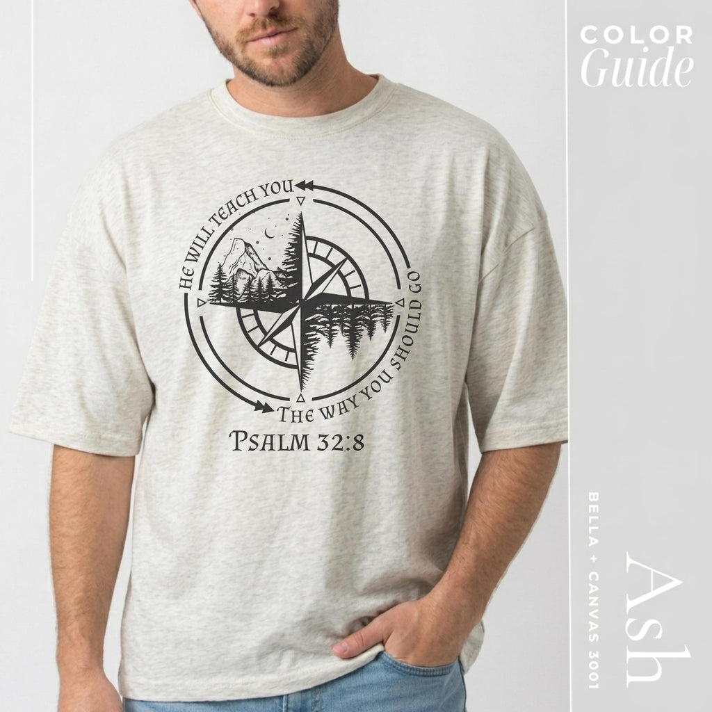 He Will Teach You The Way Christian Shirts for Men | God Guides Bible Verse Shirt
