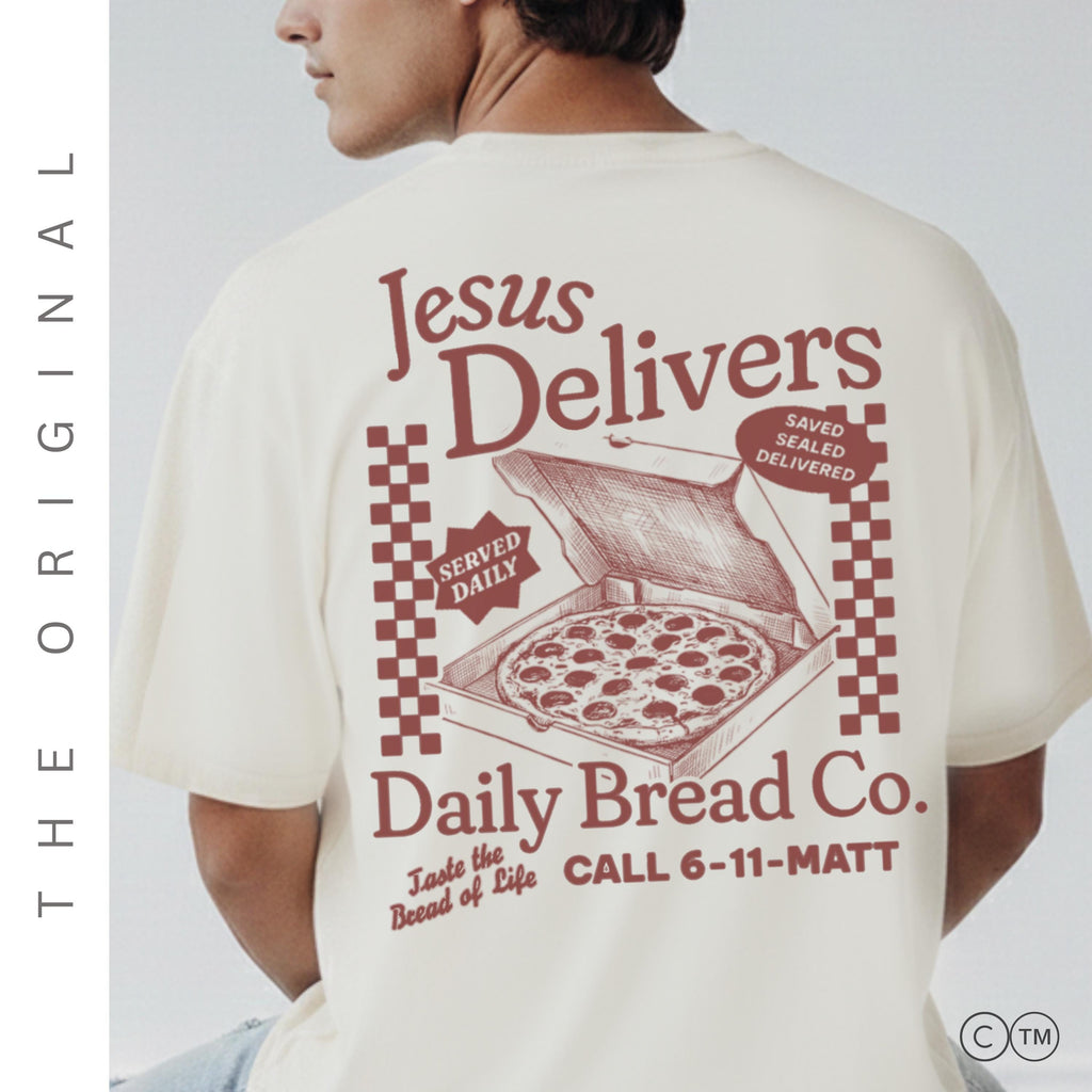 Jesus Delivers Pizza Shirt | Funny Christian Streetwear Tee For Men | Unisex