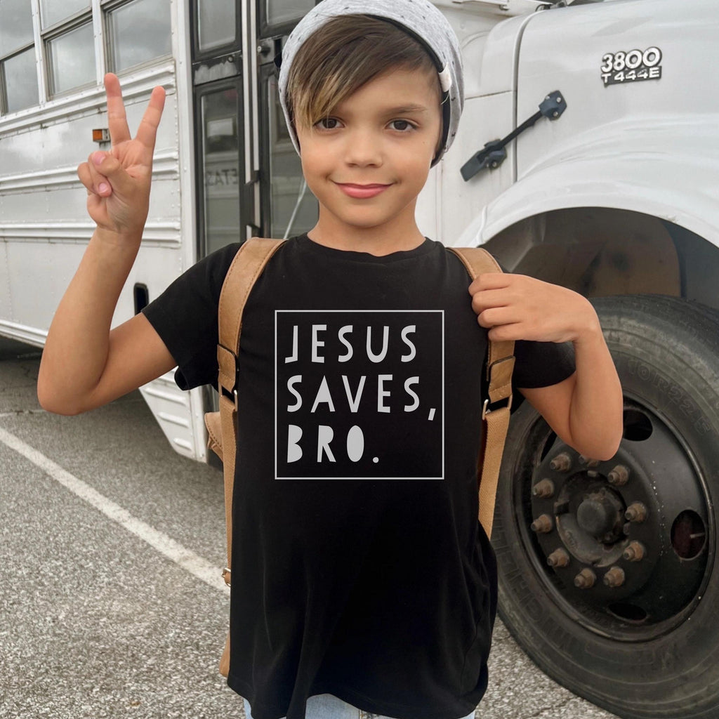 Jesus Saves, Bro Christian Shirt For Boys | Motivational Bible Verse Tee for Son