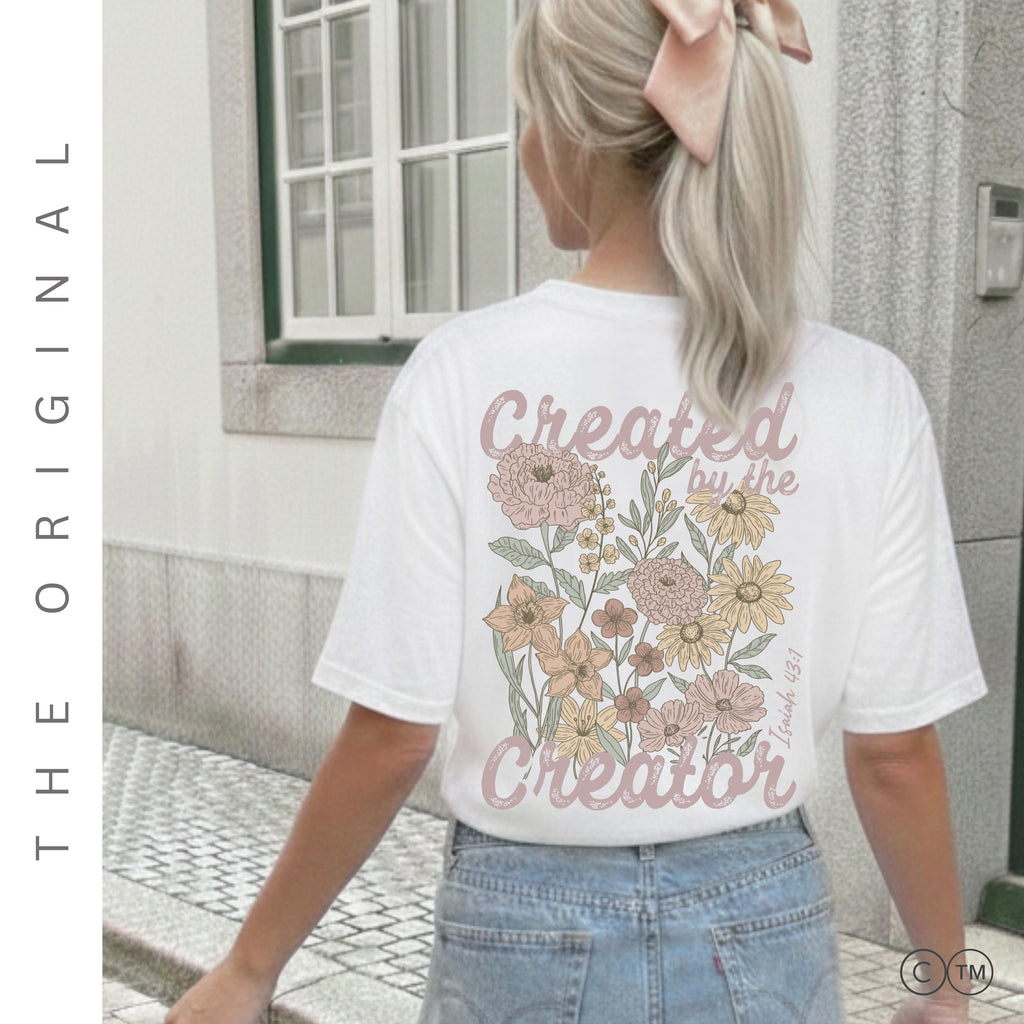 Floral Faith Tee Christian Shirt Women | Created By The Creator Bible Verse