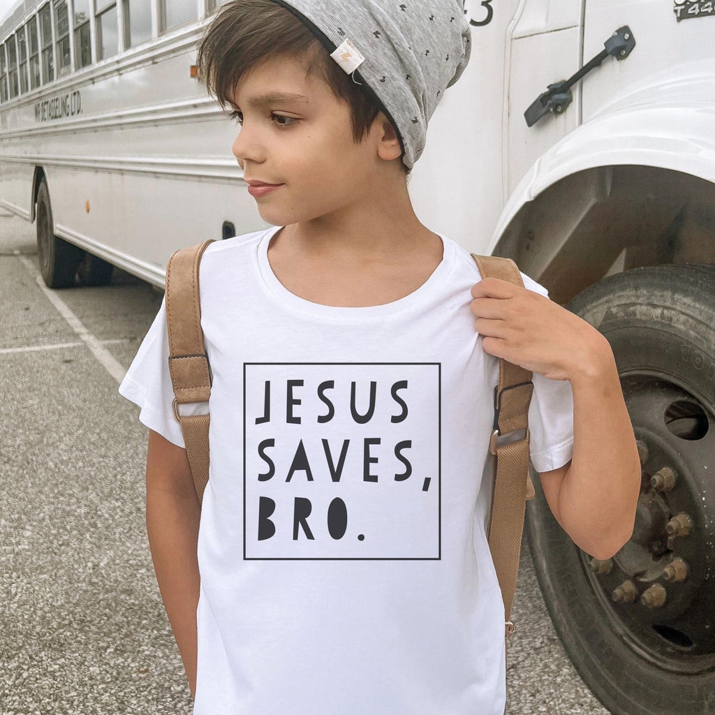 Jesus Saves, Bro Christian Shirt For Boys | Motivational Bible Verse Tee for Son