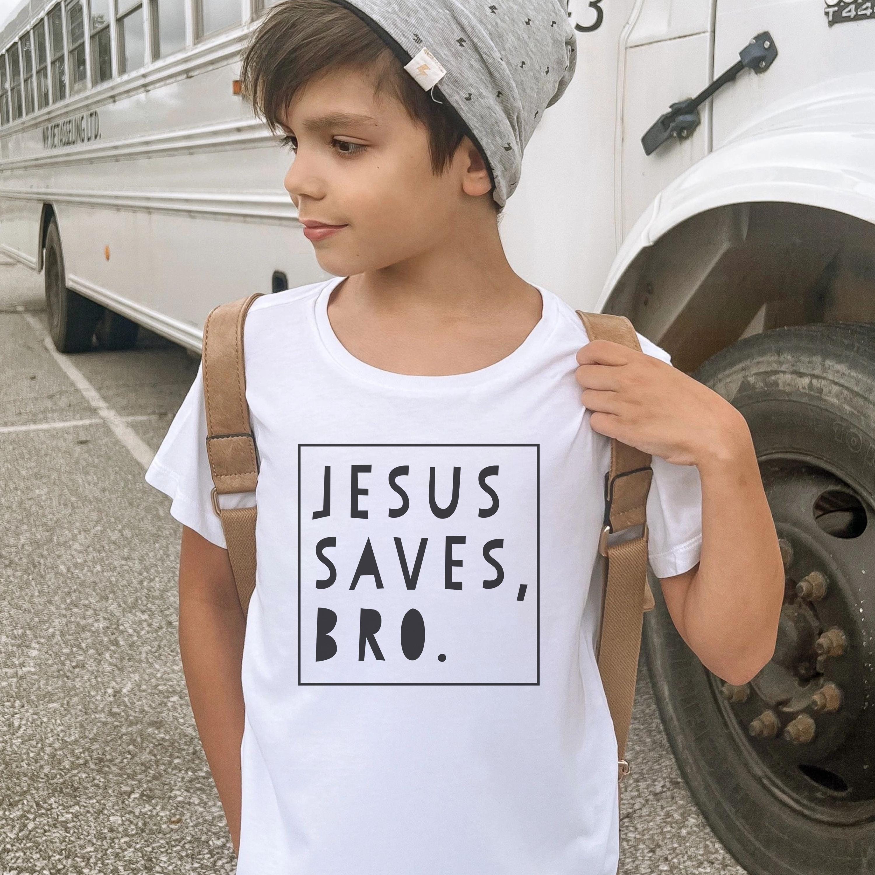 Jesus Saves, Bro Christian Shirt For Boys | Motivational Bible Verse Tee for Son