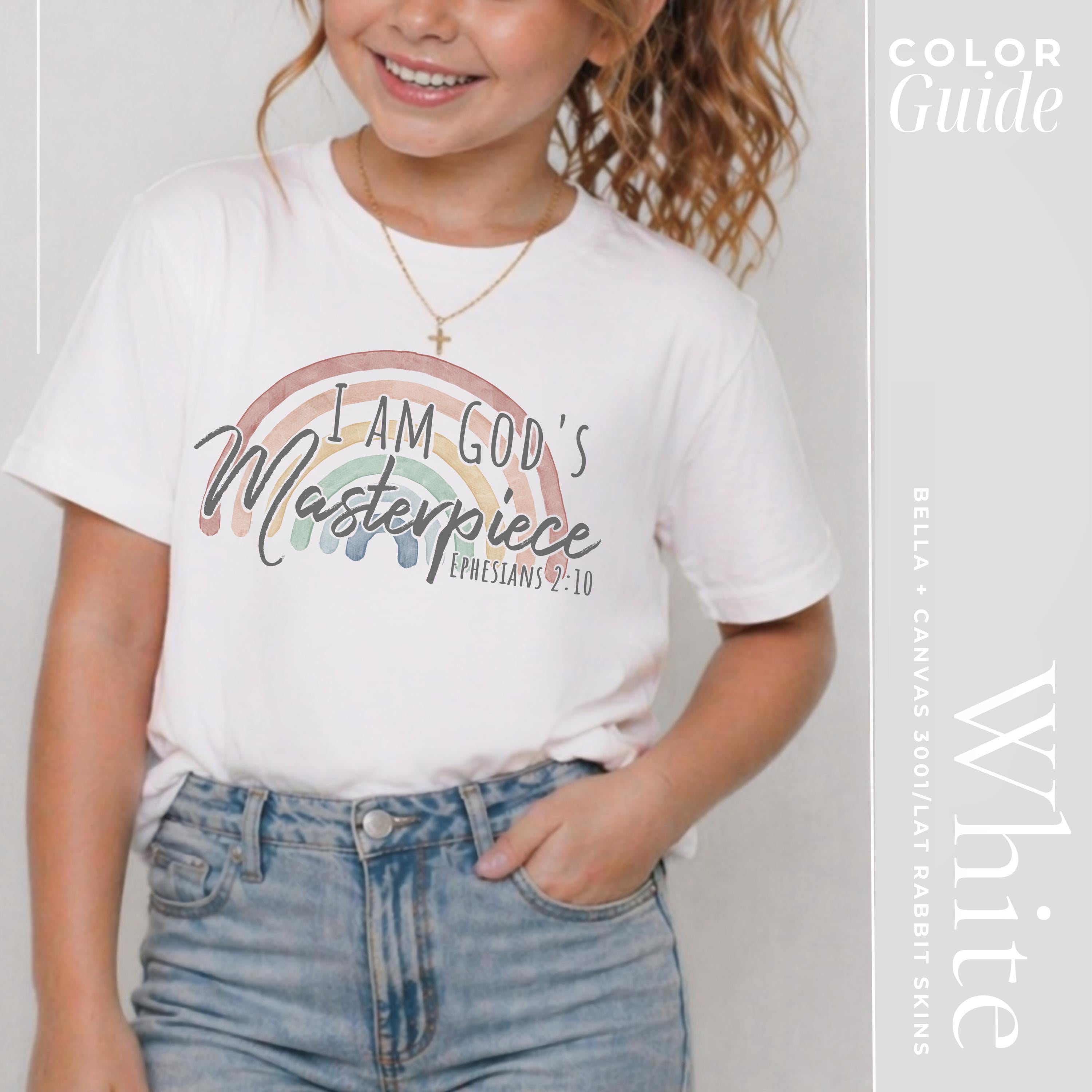 I am God's Masterpiece Christian Shirt for Kids | Rainbow Faith Tee