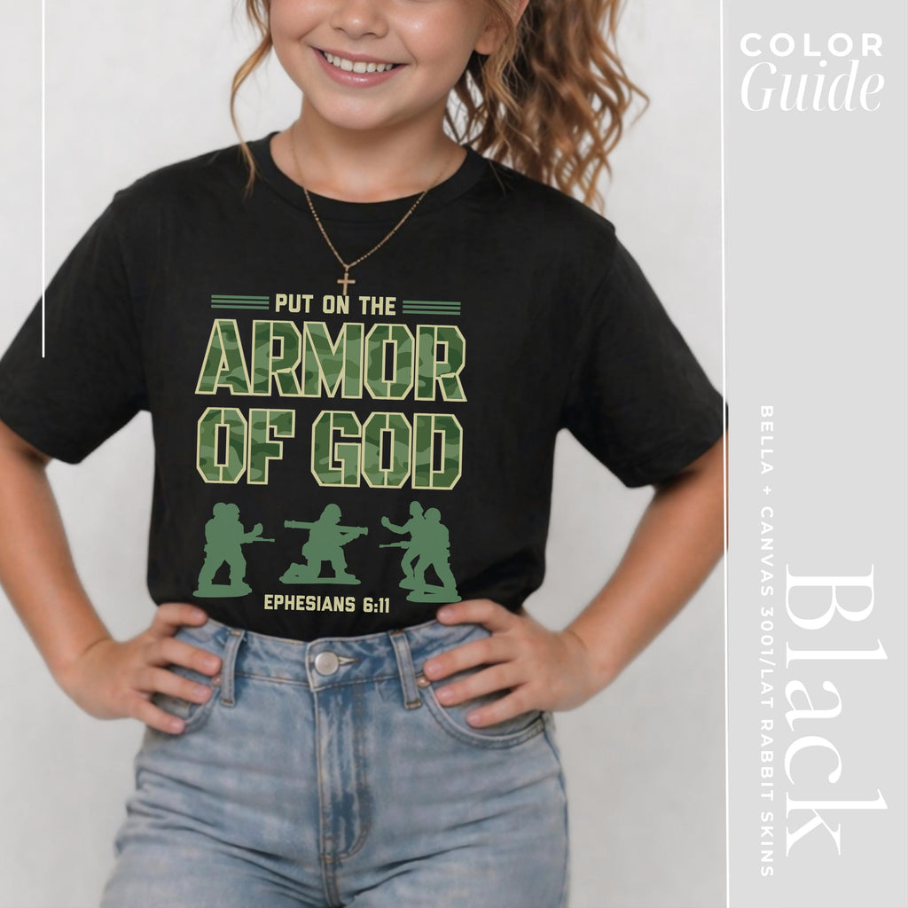 Armor of God Christian Shirt | Kids Military Tee With Bible Verse Camo Design