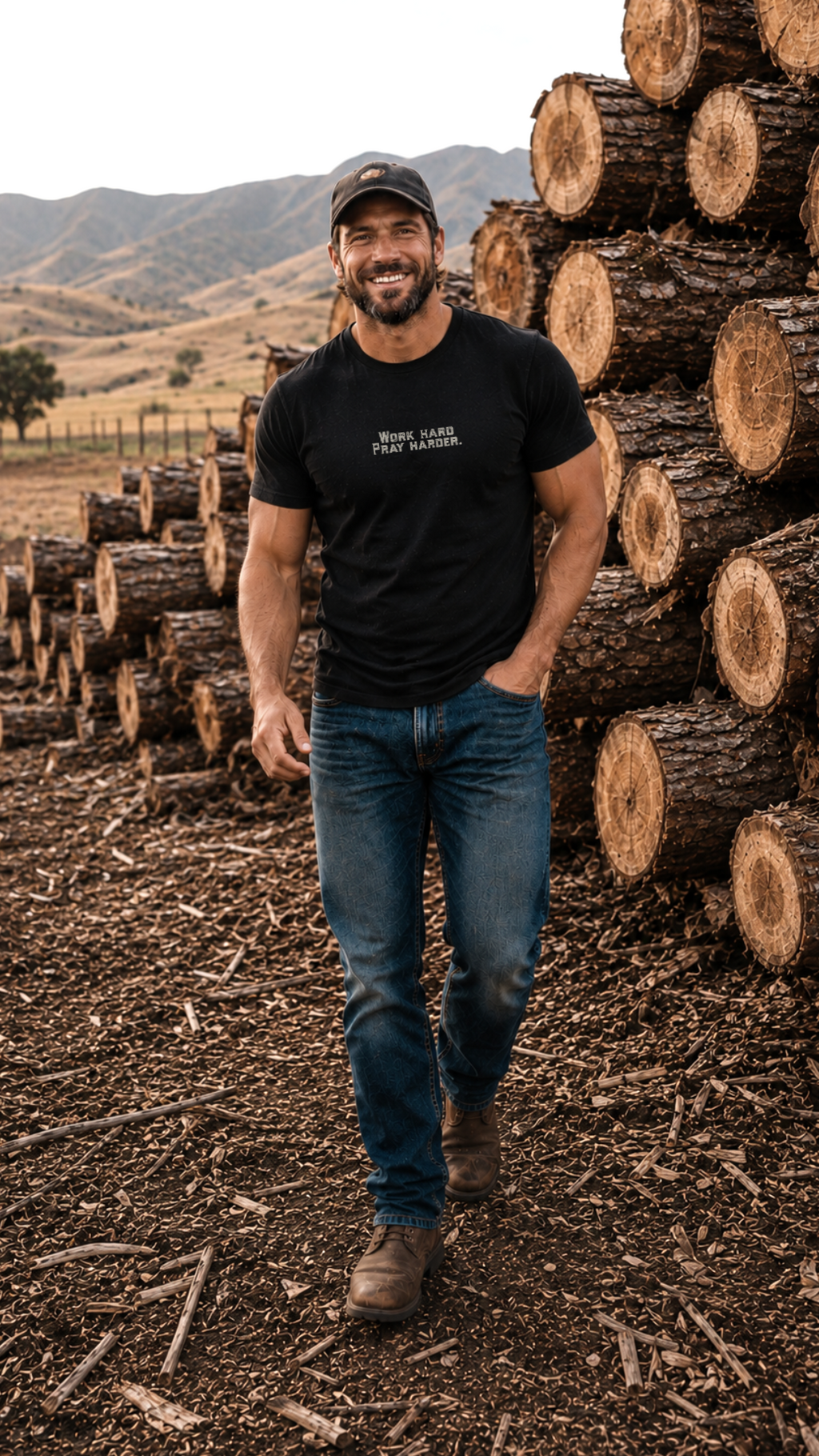 Work Hard Pray Harder Christian T-Shirt | Faith Graphic Tee for Men