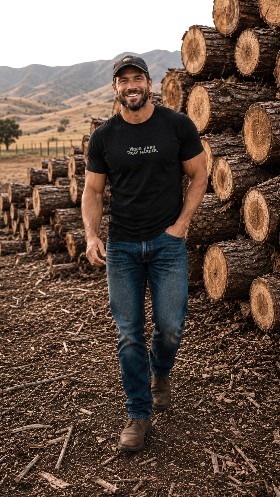 Work Hard Pray Harder Christian T-Shirt | Faith Graphic Tee for Men